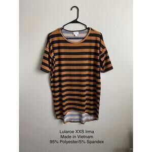 NWT Lularoe XXS Black and Gold Striped Irma